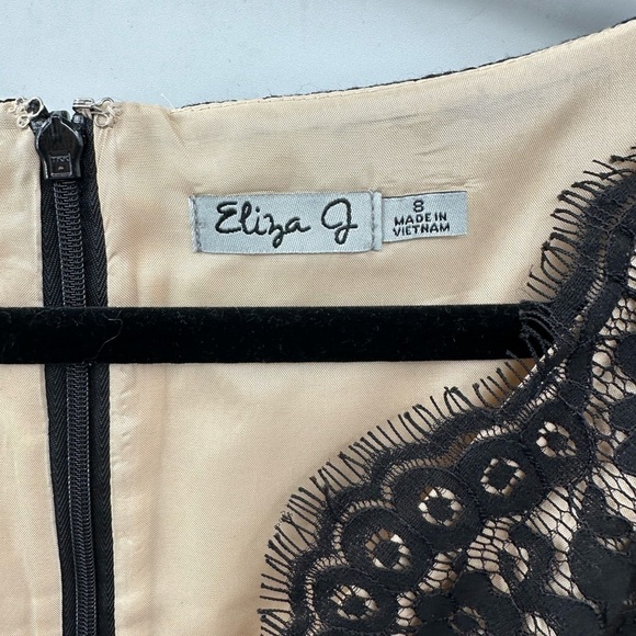 ELIZA J black Lace & faille midi length sexy whimsigoth dress. 8 - Picture 4 of 11